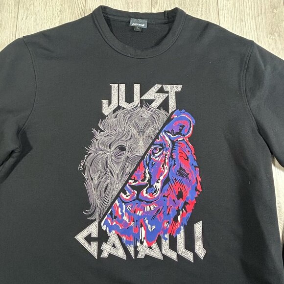 Just Cavalli Lion Logo Printed Crewneck Sweatshirt - Picture 4 of 12